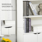 HOMCOM-Libreria-Moderna-4-Ripiani-con-Armadietto-a-2-Ante-in-Legno-59x29x180cm-Bianca