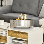 HOMCOM-Camino-Bioetanolo-in-Acciaio-Inox-3h-di-Combustione-con-Serbatoio-1-5L-e-Copertura-25m--45x18x17-cm-Argento