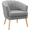 HOMCOM-Poltrona-in-Velluto-Imbottita-con-Gambe-Dorate-in-Poliestere-e-Acciaio-71x72x75cm-Grigio