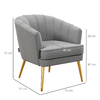 HOMCOM-Poltrona-in-Velluto-Imbottita-con-Gambe-Dorate-in-Poliestere-e-Acciaio-71x72x75cm-Grigio
