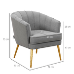 HOMCOM-Poltrona-in-Velluto-Imbottita-con-Gambe-Dorate-in-Poliestere-e-Acciaio-71x72x75cm-Grigio