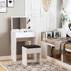 HOMCOM-Tavolo-da-Trucco-con-Sgabello-Vano-Contenitore--10-Scomparti--Specchio-Richiudibile-MDF-Bianco-60-2-x-40-2-x-79cm
