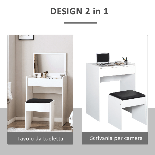 HOMCOM-Tavolo-da-Trucco-con-Sgabello-Vano-Contenitore--10-Scomparti--Specchio-Richiudibile-MDF-Bianco-60-2-x-40-2-x-79cm