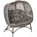 Outsunny-Lettino-da-Giardino-2-Posti-con-Copertura-Decorata-e-Cuscino-Spesso-126x75x142-cm-Marrone