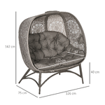 Outsunny-Lettino-da-Giardino-2-Posti-con-Copertura-Decorata-e-Cuscino-Spesso-126x75x142-cm-Marrone