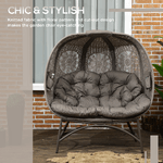 Outsunny-Lettino-da-Giardino-2-Posti-con-Copertura-Decorata-e-Cuscino-Spesso-126x75x142-cm-Marrone