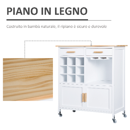 HOMCOM--Mobiletto-da-Cucina-con-RuotePortabottiglie-e-Porta-Bicchieri-in-Bambu