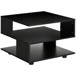 HOMCOM-Tavolino-da-Caffe-Asimmetrico-in-Legno-con-Ripiani-e-Piedini-Regolabili-60x60x45cm-Nero