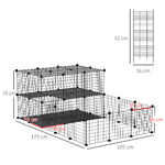 PawHut-Recinto-per-Conigli-Modulabile-in-Metallo-con-Scaletta-e-Accessori-Montaggio-175x105x70cm---Nero