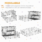 PawHut-Recinto-per-Conigli-Modulabile-in-Metallo-con-Scaletta-e-Accessori-Montaggio-175x105x70cm---Nero