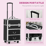 HOMCOM-Trolley-Valigetta-Porta-Trucchi-Professionale-Blocco-con-2-Chiavi-e-Ruote-Nero-36x23x52cm