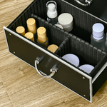 HOMCOM-Trolley-Valigetta-Porta-Trucchi-Professionale-Blocco-con-2-Chiavi-e-Ruote-Nero-36x23x52cm