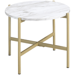 HOMCOM-Tavolino-da-Caffe-con-Piano-d-Appoggio-Effetto-Marmo-e-Struttura-in-Metallo-Dorato--55x45cm-Bianco