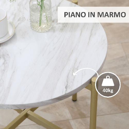 HOMCOM-Tavolino-da-Caffe-con-Piano-d-Appoggio-Effetto-Marmo-e-Struttura-in-Metallo-Dorato--55x45cm-Bianco