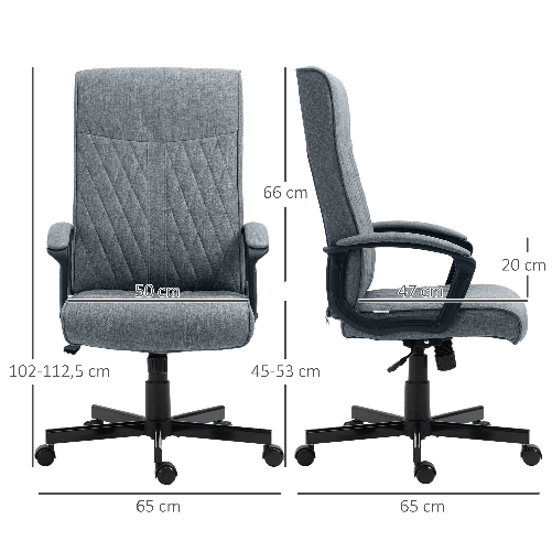 Vinsetto-Sedia-da-Ufficio-Girevole-con-Funzione-Dondolo-e-Altezza-Regolabile-65x72x102-112-5cm-Grigio