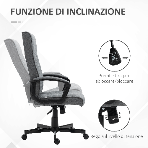 Vinsetto-Sedia-da-Ufficio-Girevole-con-Funzione-Dondolo-e-Altezza-Regolabile-65x72x102-112-5cm-Grigio