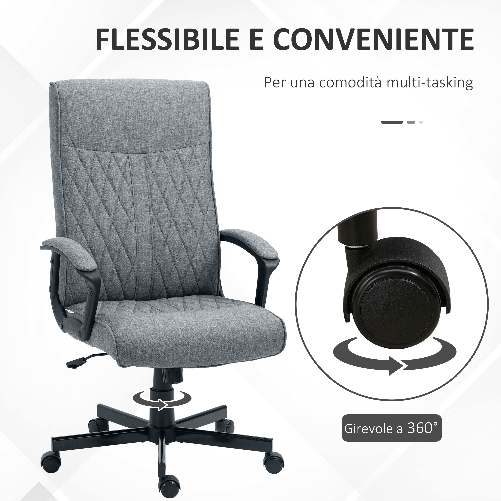 Vinsetto-Sedia-da-Ufficio-Girevole-con-Funzione-Dondolo-e-Altezza-Regolabile-65x72x102-112-5cm-Grigio