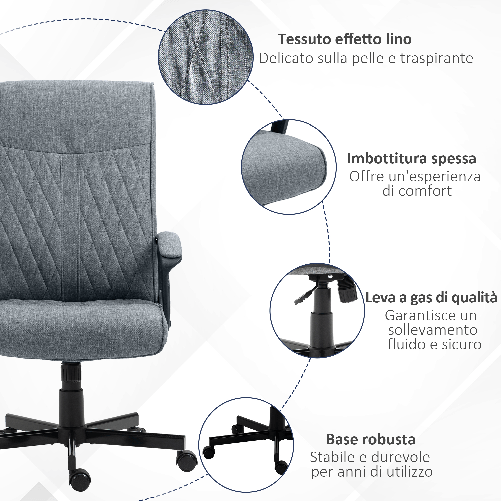 Vinsetto-Sedia-da-Ufficio-Girevole-con-Funzione-Dondolo-e-Altezza-Regolabile-65x72x102-112-5cm-Grigio