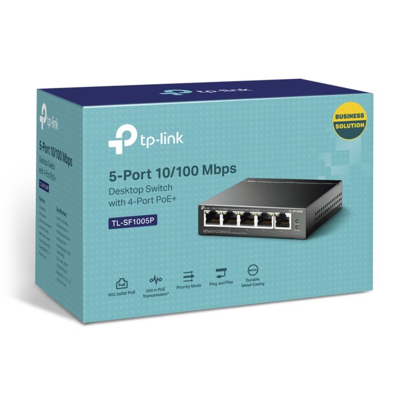 TP-Link-TL-SF1005P-Non-gestito-Fast-Ethernet--10-100--Supporto-Power-over-Ethernet--PoE--Nero