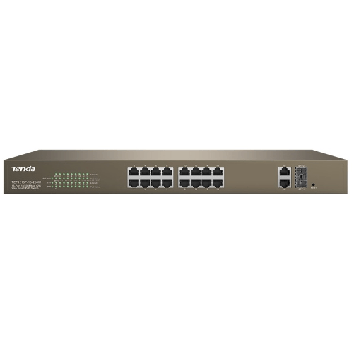 Tenda-TEF1218P-16-250W-switch-di-rete-Gestito-L2-Fast-Ethernet--10-100--Supporto-Power-over-Ethernet--PoE--Grigio