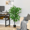 HOMCOM-Pianta-Artificiale-di-Ficus-Alta-135cm-con-Vaso-per-Interno-ed-Esterno-Verde