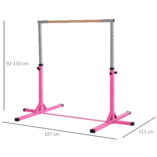 HOMCOM-Sbarra-per-Ginnastica-Artistica-o-Danza-Classica-Regolabile-in-Altezza--92-150-cm--per-Bambini-Max--75-kg-Rosa
