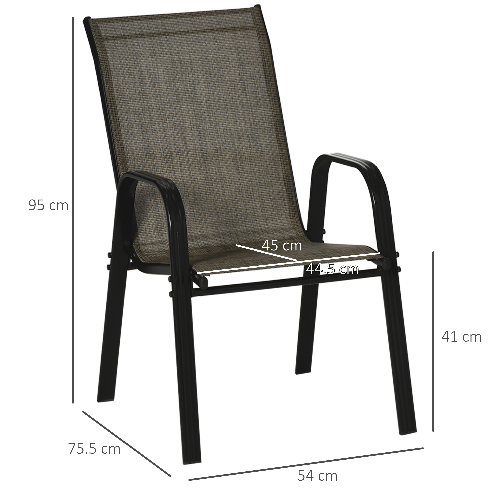 Outsunny-Sedie-da-Giardino-Set-6-Pezzi-Sedie-da-Esterno-Impilabili-in-Metallo-e-Tessuto-Traspirante-Marrone