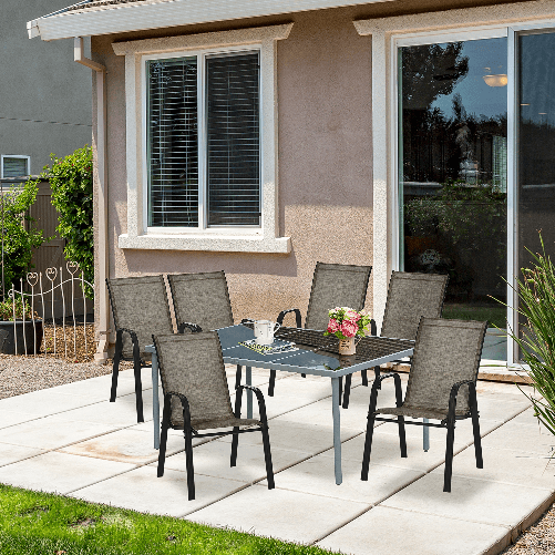 Outsunny-Sedie-da-Giardino-Set-6-Pezzi-Sedie-da-Esterno-Impilabili-in-Metallo-e-Tessuto-Traspirante-Marrone