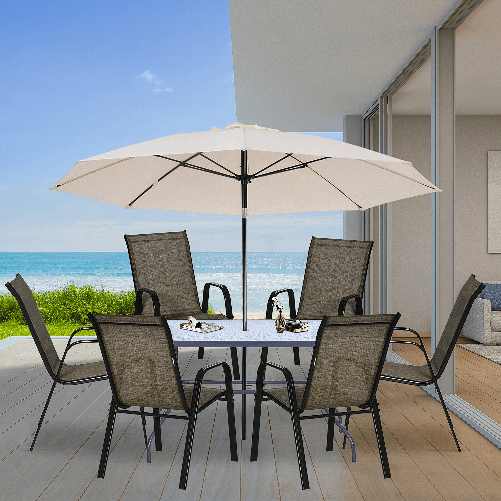 Outsunny-Sedie-da-Giardino-Set-6-Pezzi-Sedie-da-Esterno-Impilabili-in-Metallo-e-Tessuto-Traspirante-Marrone