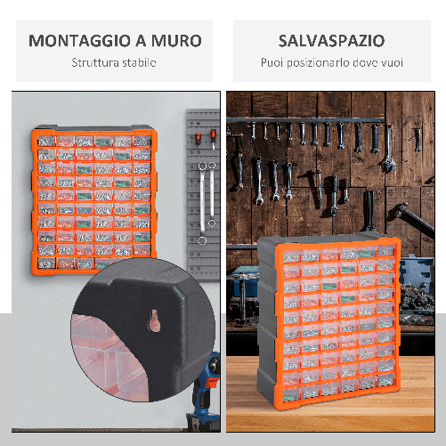 DURHAND-Cassettiera-Box-per-Accessori-Minuteria-Arancione-38x16x47-5cm