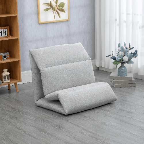 HOMCOM-Poltrona-da-Terra-con-Schienale-Reclinabile-in-Tessuto-71x72x60cm-Grigio-Chiaro
