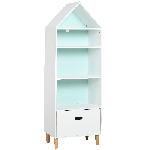 HOMCOM-Libreria-Scaffale-Portagiochi-per-Cameretta-con-1-Cassetto-e-4-Ripiani-Bianco-e-Azzurro