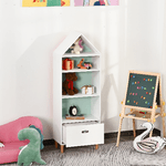 HOMCOM-Libreria-Scaffale-Portagiochi-per-Cameretta-con-1-Cassetto-e-4-Ripiani-Bianco-e-Azzurro