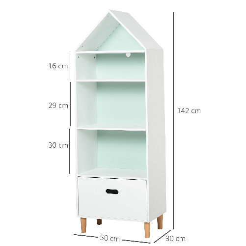 HOMCOM-Libreria-Scaffale-Portagiochi-per-Cameretta-con-1-Cassetto-e-4-Ripiani-Bianco-e-Azzurro
