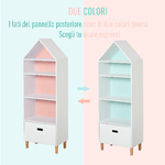 HOMCOM-Libreria-Scaffale-Portagiochi-per-Cameretta-con-1-Cassetto-e-4-Ripiani-Bianco-e-Azzurro
