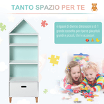 HOMCOM-Libreria-Scaffale-Portagiochi-per-Cameretta-con-1-Cassetto-e-4-Ripiani-Bianco-e-Azzurro