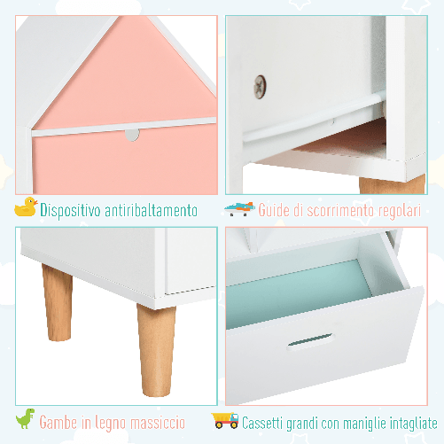 HOMCOM-Libreria-Scaffale-Portagiochi-per-Cameretta-con-1-Cassetto-e-4-Ripiani-Bianco-e-Azzurro