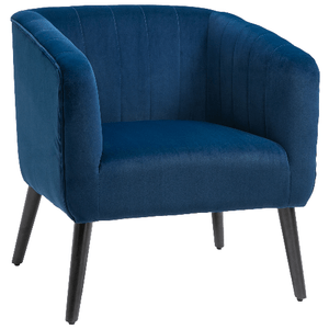 HOMCOM Poltroncina Moderna Stile Nordico Copertura Velluto e Gambe in Legno, Blu