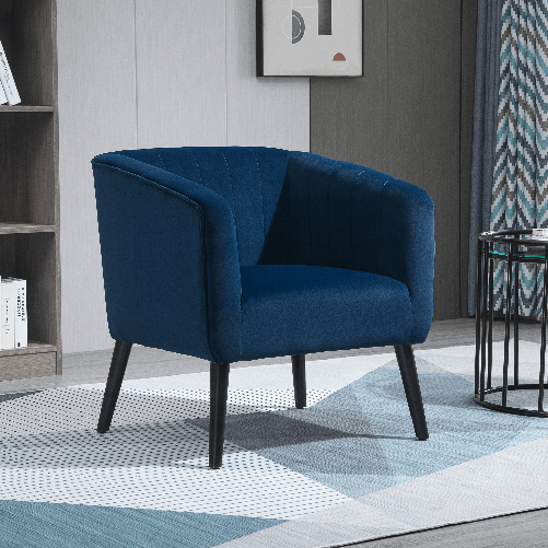 HOMCOM-Poltroncina-Moderna-Stile-Nordico-Copertura-Velluto-e-Gambe-in-Legno-Blu