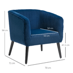 HOMCOM-Poltroncina-Moderna-Stile-Nordico-Copertura-Velluto-e-Gambe-in-Legno-Blu