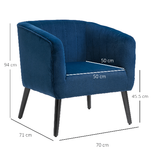 HOMCOM-Poltroncina-Moderna-Stile-Nordico-Copertura-Velluto-e-Gambe-in-Legno-Blu