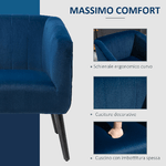 HOMCOM-Poltroncina-Moderna-Stile-Nordico-Copertura-Velluto-e-Gambe-in-Legno-Blu