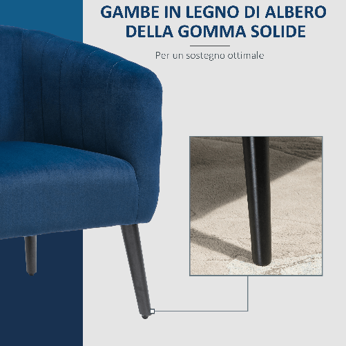 HOMCOM-Poltroncina-Moderna-Stile-Nordico-Copertura-Velluto-e-Gambe-in-Legno-Blu