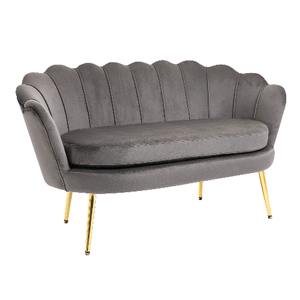 HOMCOM Divano 2 Posti in Velluto e Gambe in Metallo, Arredamento Vintage Casa e Ufficio, 133x63x75cm Grigio