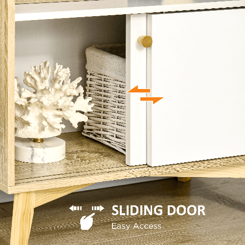 HOMCOM-Mobile-da-Salotto-con-Scaffale-Aperto-a-2-Livelli-e-Armadietto-a-2-Ante-in-Truciolato-e-Legno-di-Pino-58x30x93-cm