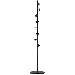 HOMCOM Appendiabiti da Terra con 8 Ganci, Attaccapanni per Ingresso e Camera da Letto in Acciaio con Base in Marmo, 35x35x170cm, Nero