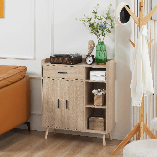 HOMCOM-Credenza-Moderna-Multiuso-con-Armadietto-e-Cassetto-in-Legno-80x30x96-5cm