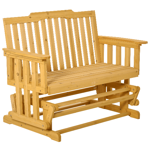 Outsunny-Panchina-a-Dondolo-da-Giardino-e-Terrazza-per-2-Persone-con-Braccioli-124x76x95cm-Legno-Naturale