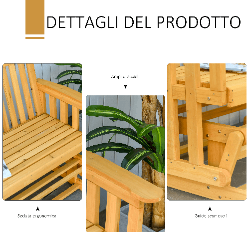 Outsunny-Panchina-a-Dondolo-da-Giardino-e-Terrazza-per-2-Persone-con-Braccioli-124x76x95cm-Legno-Naturale