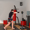 HOMCOM-Sacco-da-Boxe-ad-Altezza-Regolabile-Guanti-Inclusi-in-PE-e-Metallo-45x45x133-151cm-Oro